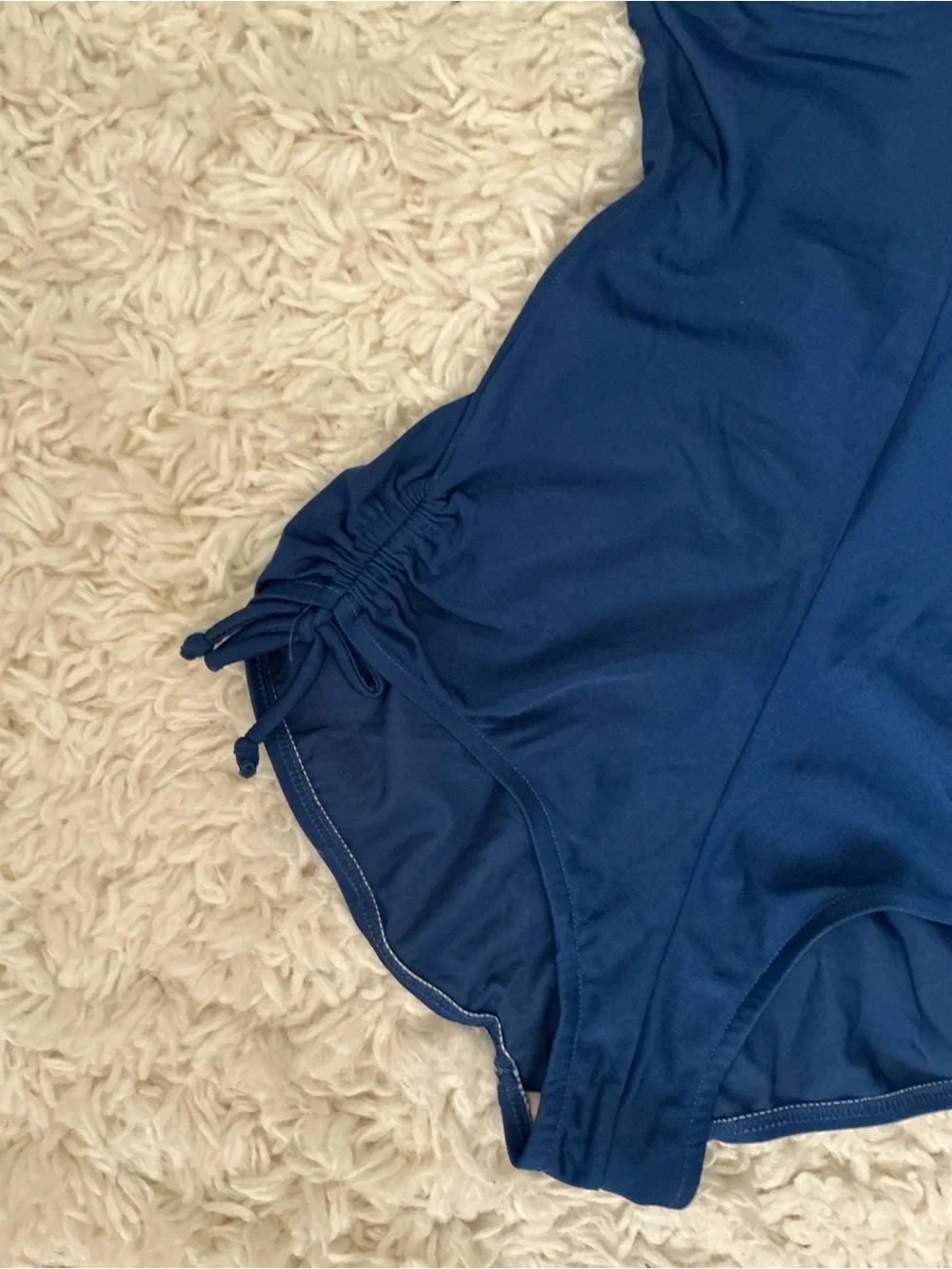 VINTAGE 70s 80s Jordache Bright Blue Ruched One Piece Swimsuit
